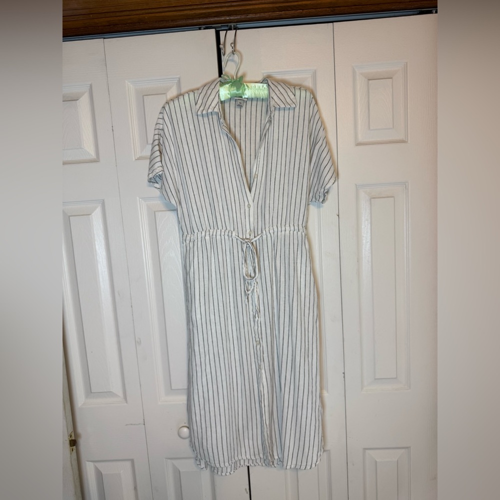 a new day White and Gray Striped Midi Dress
